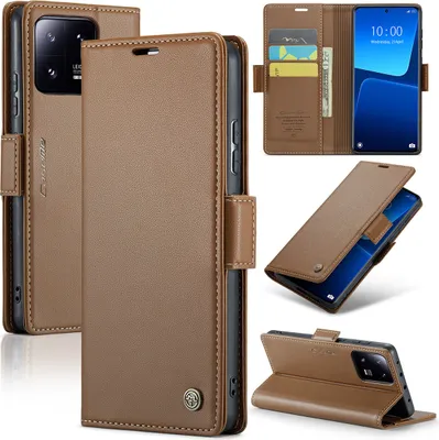 Obrázek produktu pro Xiaomi 13 Pro Pouzdro, RFID Blokování Karet, Pokročilé Flip Kožené Pouzdro s Funkcí Stojánku pro Xiaomi 13 Pro Hnědý