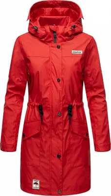 Produktbild von Navahoo Damen Regenmantel Übergangs Regen Jacke Mantel Outdoor Windbreaker Deike Rot Gr. 36 - S