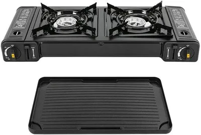 Productafbeelding van Famanu Tafelgrill BBQ - Draagbaar met 2 kookoppervlakken - 64x27,8x8 cm