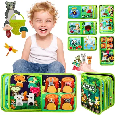 Produktbild von Busy Board ab 1 Jahr, Babybücher Weichem Filz, Montessori Spielzeug Baby, Quiet Book Activity Board, für 1-6 J. Jungen & Mädchen