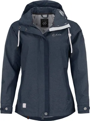 Produktbild von Dry Fashion Damen Funktionsjacke Greetsiel – Outdoor Jacke Damen Reißverschluss Jacke Atmungsaktiv Winddicht Wasserdicht in Navy-Melange Größe 36