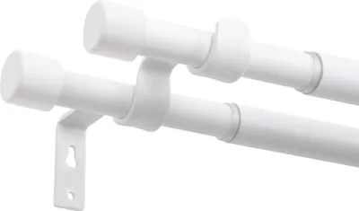 Produktbild von Mardom Home | Gardinenstange - Basic - Weiß - Ausziehbar 120-210 cm - Vorhangstange Ø 19/16 mm - 2-läufig - Komplettstilgarnitur - für Gardinen