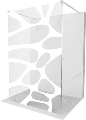 Produktbild von Mexen Kioto freistehende Duschwand 110 x 200 cm, weißes Muster 8 mm, gebürsteter Nickel - 800-110-002-97-97