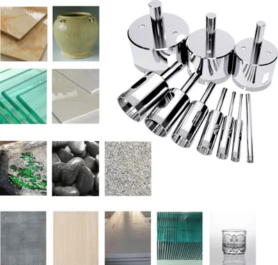 Produktbild von Diamantbohrer Fliesenbohrer Set, Lochbohrer Glas Keramik, Keramik Fliesen Glasbohrer Set, Bohrer für harte Fliesen, Bohrer-Set mit Lochsägen