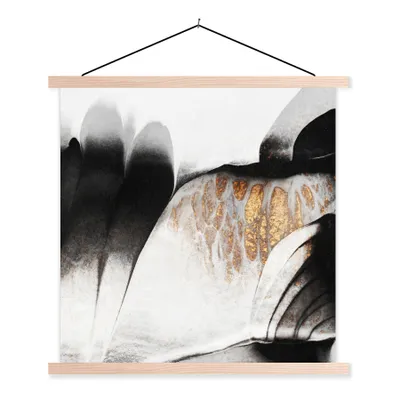 Produktbild von MuchoWow® Textilposter Gold - Abstrakt - Design 40x40 cm mit holzfarbenen Rahmen - Posterleiste