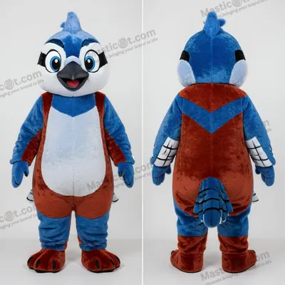Productafbeelding van Roodblauwe breedvleugelige blauwe-gaai mascotte MASTICOT