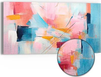 Produktbild von DEQORI Hybrid Leinwand Bild 60x30 cm 'Choreografie der Farben' Wandbild Glas flach modern