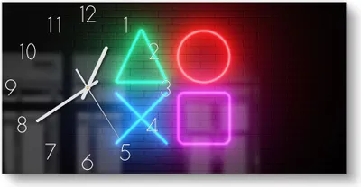 Produktbild von DEQORI Glasuhr 60x30 cm Zahlen 'Playstation Elemente' Wanduhr Glas Uhr Design leise