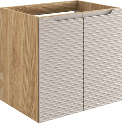 Produktbild von Waschtischunterschrank 60cm in Eiche mit beige OLUO-56-BEIGE
