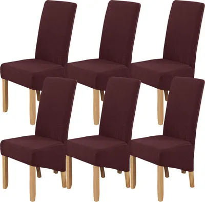 Produktbild von Esszimmerstuhlbezüge 6er-Set mit Polarfleece-Stoff für Stuhl mit langer Rückenlehne Küche Hochzeitsbankett Hotelparty, Braun