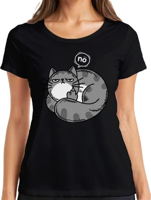 Produktbild von genervte katze mittelfinger nö lustig geschenk katzenfreund humor Damen T-Shirt, Schwarz, M