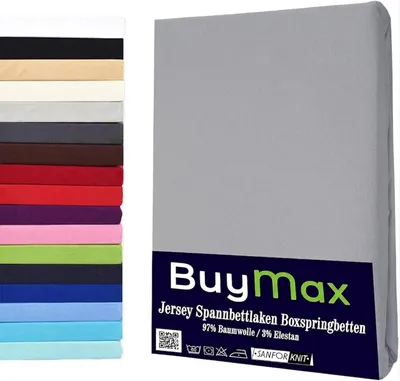 Produktbild von Buymax Spannbettlaken Wasserbettlaken Jersey Wasserbett Boxspringbett 140x200-160x220 cm 160g/m² Farbe: Silber