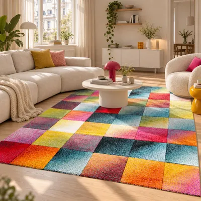 Produktbild von Designer Teppich Maui Modern Bunt Karo, Größe:200x290 cm, KI-generiertes Bild