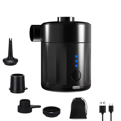 Produktbild von Tragbare Elektrische Luftpumpe, 5000 Pa Pumpe Akku, 450L/Min, Kompakte Air Pump mit 4 Düsen, für Camping, Luftmatratze, Schwimmring, Luftkissen