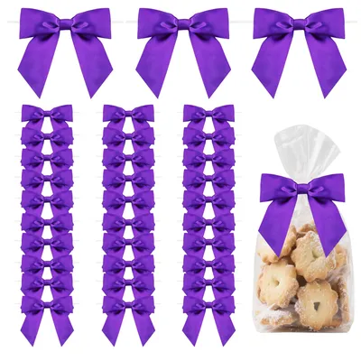 50 lila Satin-Schleifen mit Bindeband, 11,4 cm