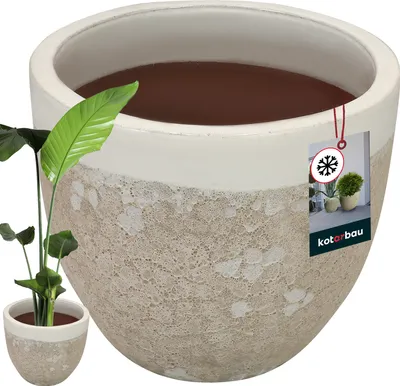 Obrázek produktu pro KOTARBAU® květináč výška 31 cm ⌀ 37 cm květináč bílý keramický květináč mrazuvzdorný květináč pro venkovní použití Flower Pot Outdoor & Indoor květináč vnitřní venkovní