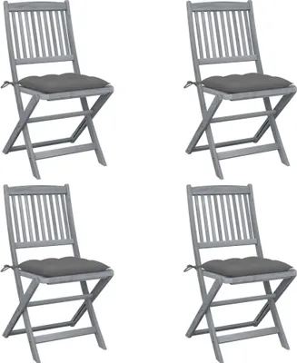 Produktbild von Klappbare Gartenstühle 4 Stk. mit Kissen Massivholz Akazie