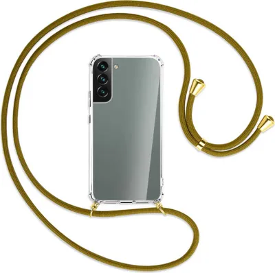 Produktbild von Handykette Backcover-Schutzhülle mit Band (Metall goldfarben) für Samsung Galaxy S22 5G (S901) - khaki