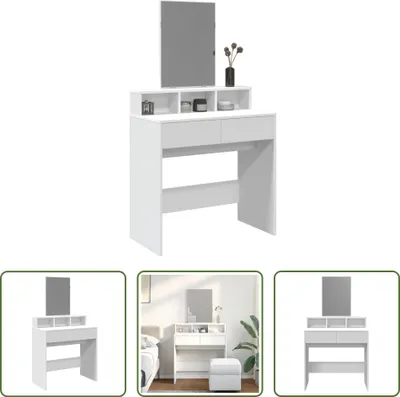 Produktbild von The Living Store Schminktisch mit Spiegel Weiß 80x41x144,5 cm