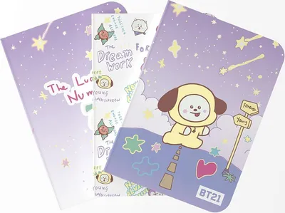 Zdjęcie produktu dla Zeszyt A6 Bt21 Chimmy W Linie Kropki Gładki Do Szkoły Zestaw 3Szt 32 Kartki