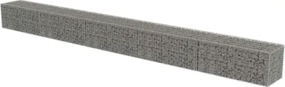 A long, rectangular gabion wall structure on a white background.