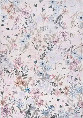 Produktbild von BELIANI Teppich Bunt Stoff Rechteckig 160x230 cm Rutschfest Blumenmuster Modern Kurzflor für Fußbodenheizung Wohnzimmer Esszimmer Schlafzimmer