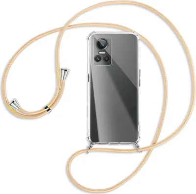 Produktbild von Handykette Backcover-Schutzhülle mit Band (Metall silberfarben) für Realme GT Neo 3 - Goldkordel