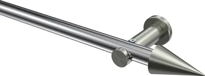 Produktbild von Interdeco Gardinenstange / Vorhangstange Chrom / Edelstahl-Optik, Typ Platon Savio (Kegel) ohne Ringe, 20 mm Ø 1-läufig, 420 cm