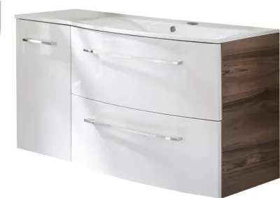 Produktbild von Fackelmann VERONA Badmöbel Set 3-teilig 115 cm breit, Braun/Weiß, Ablage links+Unterschrank