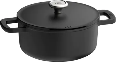 Produktbild von BergHOFF Leo Kochtopf, 24 cm, rund, recyceltem Aluminium, Induktion, keramische Antihaftbeschichtung, mit Edelstahl-Deckel, 4,4 L, Cool-Touch-Griff