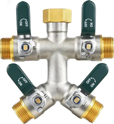 Produktbild von Gartenschlauch Verteiler 4-Wege, Messing, frostbeständig, für Garten