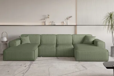 Produktbild von Wohnlandschaft Sofa U-Form CELES PREMIUM XS in Stoff Scala Forest