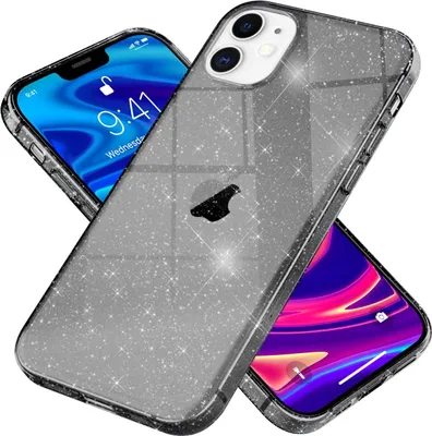 Immagine prodotto di NALIA Custodia glitterata per iPhone 12 / iPhone 12 Pro, Bling Custodia di protezione del telefono cellulare Nero