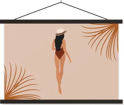 Produktbild von MuchoWow® Textilposter Sommer - Frau - Abstrakt 60x40 cm mit schwarzem Rahmen - Hölzernes