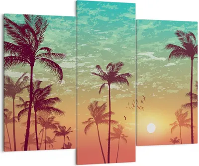 Produktbild von Bild auf Leinwand - Leinwandbild - Horizont Küste Kokosnuss Himmel - 130x100cm - Wand Bild - Wanddeko - Leinwanddruck - Bilder - Kunstdruck - Leinwand bilder - Wandkunst - CB130x100-3121