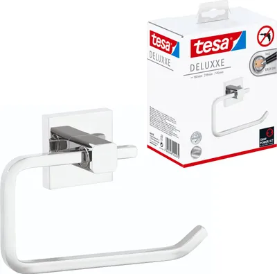 Produktbild von tesa Toilettenpapierhalter ohne Bohren - chrom glänzend - für die Wand - DELUXXE