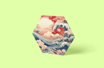 Produktbild von Nippon Art Hexagon - Welle vor Kanagawa | Größe in cm: 20 x 20
