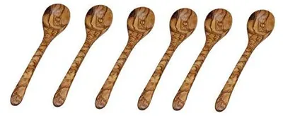 6 Kaffeelöffel aus Olivenholz, handgefertigt, 12-13 cm