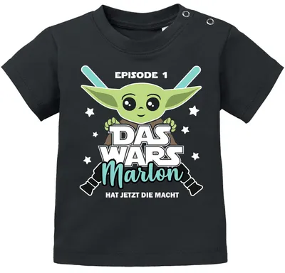 Produktbild von Baby T-Shirt personalisiert mit Namen Baby- Spruch Lustig Episode 1 Geburtstagsshirt Jungen Mädchen Moonworks® schwarz 56/62 (1-3 Monate)