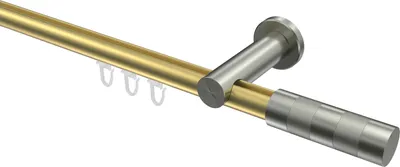 Produktbild von Interdeco Innenlaufstange / Gardinenstange mit Innenlauf Messing-Optik / Edelstahl-Optik, Typ Platon Mavell (Zylinder Bicolor), 20 mm Ø 1-läufig, 480 cm