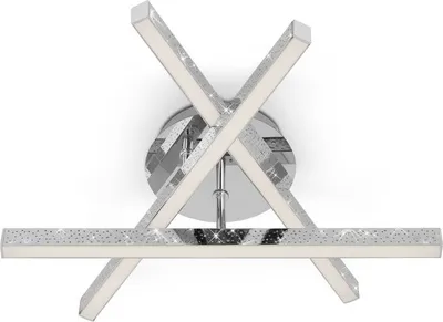 A modern LED ceiling light with a chrome finish and a sparkling crystal effect.