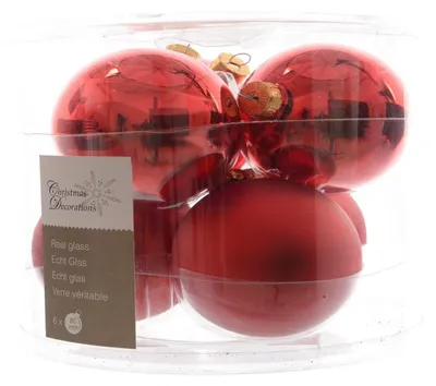 Obrázek produktu pro Vánoční ozdoby skleněné koule Ø 8 cm červené 6 ks