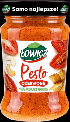 Zdjęcie produktu dla Łowicz Pesto Czerwone Z Suszonymi Pomidorowami 180 G