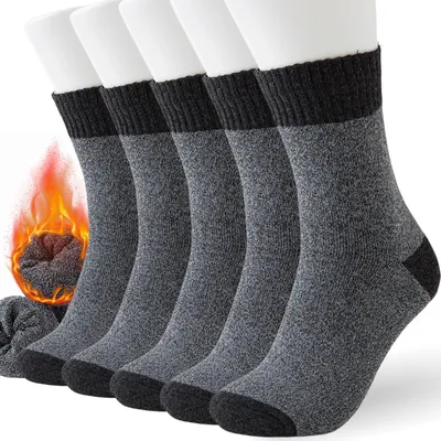 Produktbild von Warme Socken Wintersocken Thermosocken - Herren - Frottee-Sohle - Größe 37-44 - 5 Paar