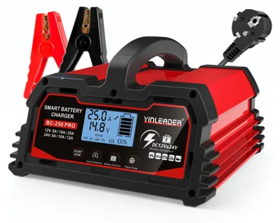 Zdjęcie produktu dla Auto Acculader 25A 12V/24V - Inteligentna, automatyczna ładowarka akumulatorów - Wyświetlacz LCD