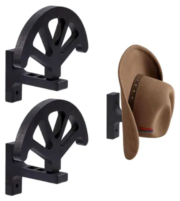 Wand-Hutständer aus Holz, 2er-Set, für Cowboyhüte, schwarz