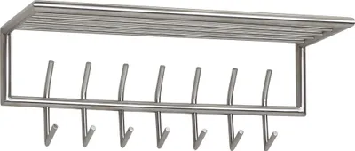 Produktbild von WOHNLING Wandgarderobe Metall Silber 74,5x29x30 cm Flurgarderobe mit Ablage Hakenleiste Wandpaneel Stahl Garderobe Wand mit Hutablage Garderobenleiste