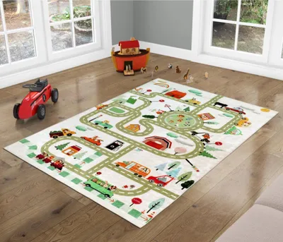 Obrázek produktu pro Kobereček dětský - šířka 100 cm, délka 150 cm - Šedá,Zelená,Červená