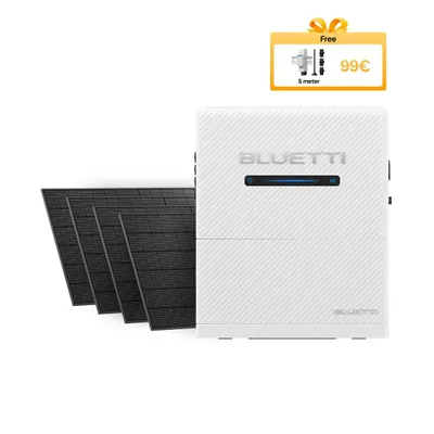 Image de BLUETTI Balco 260 : Centrale solaire pour balcon avec stockage, puissance d'entrée photovoltaïque de 2400W, capacité de 2560Wh, 4 panneaux solaires de 450W, fonction d'alimentation de secours pour la maison