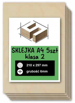 Immagine prodotto di 5x Compensato di betulla A4 210 x 297 x 6 mm, qualità 2/2 - laser, CNC, incisione, modellismo e fai da te